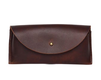 Genuine Leather Sunglasses Case: Vintage Eyewear Pouch for Men Women