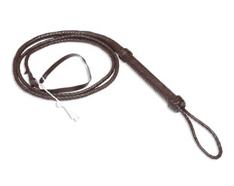 Handmade Brown Leather Whip 8ft braided for costume and Display