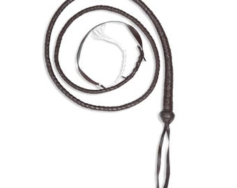 Handmade Genuine Leather Whip – Braided Brown Cowboy Whip for Cosplay, Training, Equestrian, Costume Stage Performance