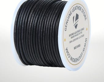 Round Leather Cord for Jewelry Making, Crafting, Necklaces, Bracelets, Braiding, Wraps Pack of 2