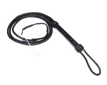 Handmade black Leather whip Braided 8ft Whip for Costume Cosplay and Outdoor Use