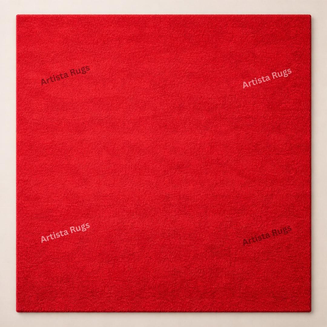 Simple Rug Red Red Wool Rug, Solid Neutral Area Rug, Handmade Minimalist Carpet ...