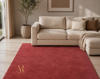 Dusty Rose Area Rug | Modern Pink Wool Carpet | Mauve Minimalist Rug for Living Room | Soft Contemporary Neutral Floor Decor