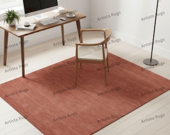 Tappeto color ruggine, tappeto color terracotta per soggiorno, morbido tappeto moderno intrecciato, arredamento minimalista per ufficio, caldo tappeto color terra