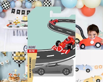 Redigerbara Hot Wheels-gåvoetiketter: Leksaksbil födelsedag tack (Canva-mall digital nedladdning)