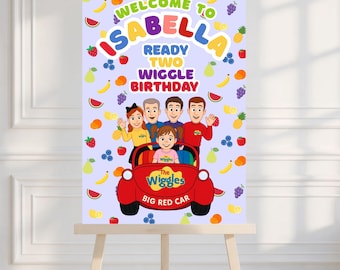 Wiggles 2nd Birthday Bundle: Invitation, welcome sign, banner, cupcake, thank you Editable Canva Template (Digital Download)