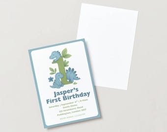 Editable Dinosaur First Birthday Invitation 1st Birthday Boy Dino Theme Party Invite Boho Minimalist Digital Printable 1 st Birthday Trex