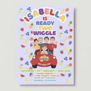 Wiggles 2nd Birthday Invitation: Editable Canva Template (Digital Download)