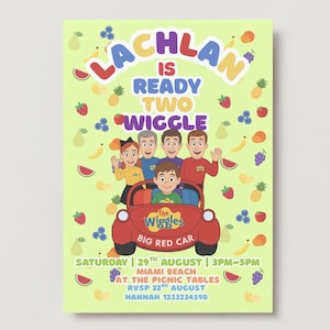 Wiggles Printable Invitation 2nd Birthday Digital Download Edit and Print Yourself Party Invite Ready, boy wiggle, fruit salad, any age