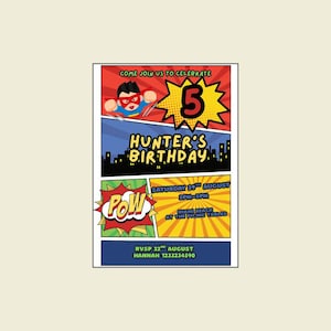 Comic Birthday Party Invitation Template, Superhero Comic Party, Retro Comic Birthday Party, Editable and Printable, Instant Download