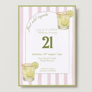 Editable Margarita Birthday Invitation, Margaritas for the Señorita, Pink, Adult Invite, Girls Night, Fiesta, Printable or Digital Invite