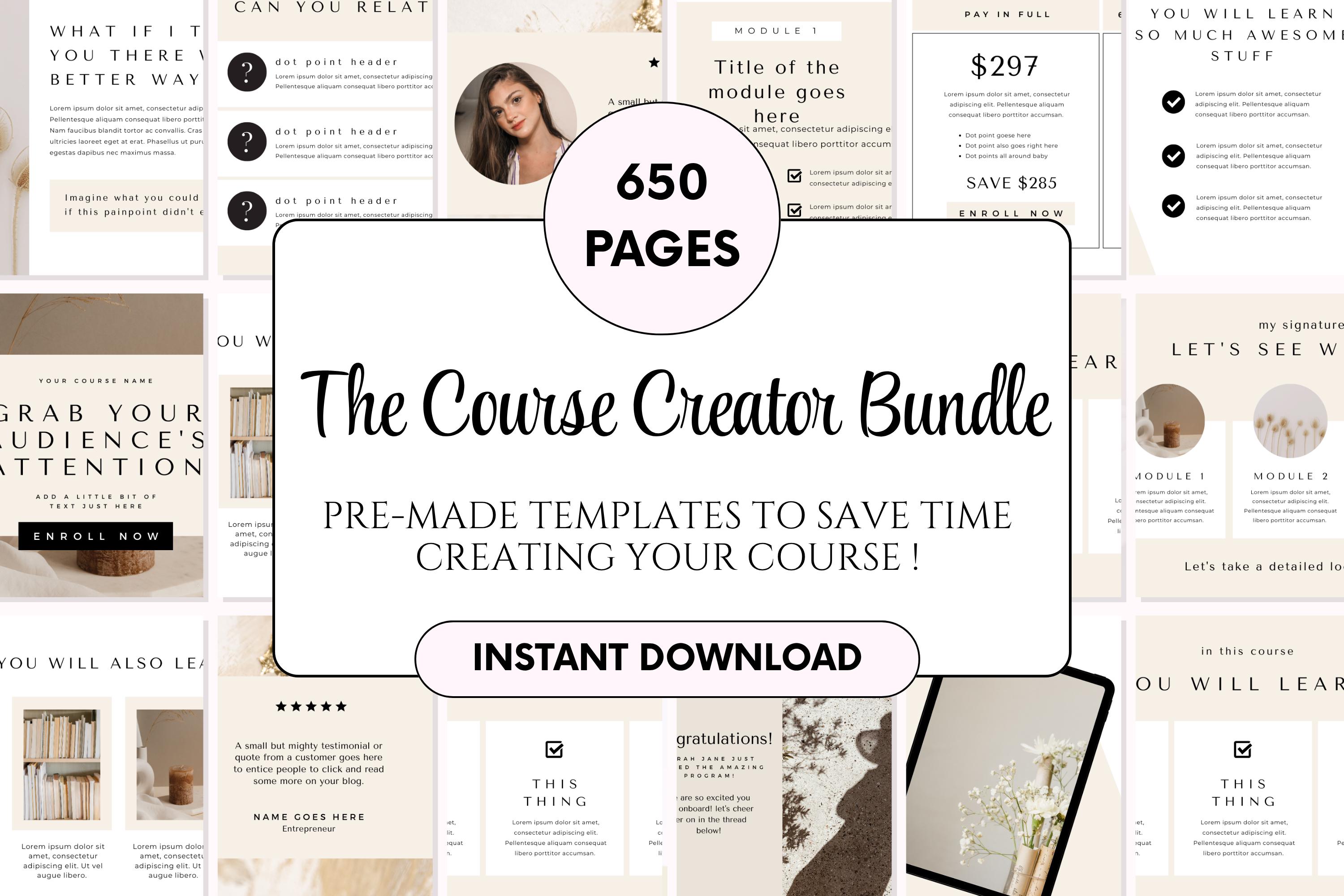 Canva Course Creator Template Bundle: 650+ Sales, Workbook & Slide ...