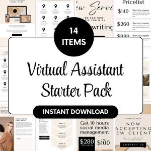 Virtual Assistant Starter Pack, Virtual Assistant Branding, Virtual Assistant Templates, Virtual Assistant Proposal, Website, Welcome Pack