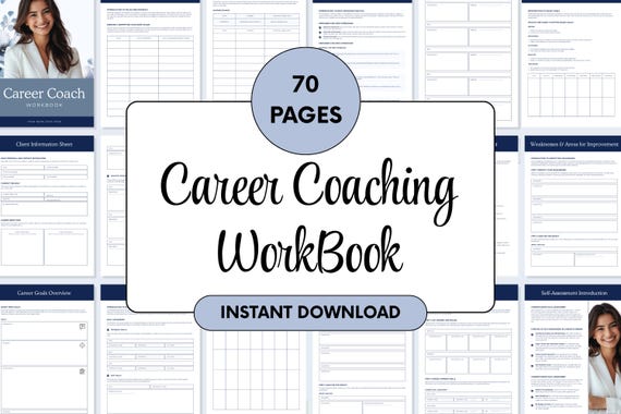 Career Coaching Workbook: Job Search, Interview Prep, Resume Template (Canva Editable, Digital Download)