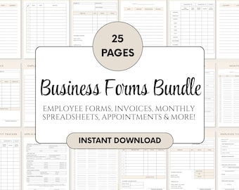 Editable Business Forms Bundle: 25 Printable Canva Templates