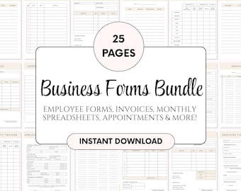 Editable Business Forms Bundle: 25 Printable Canva Templates