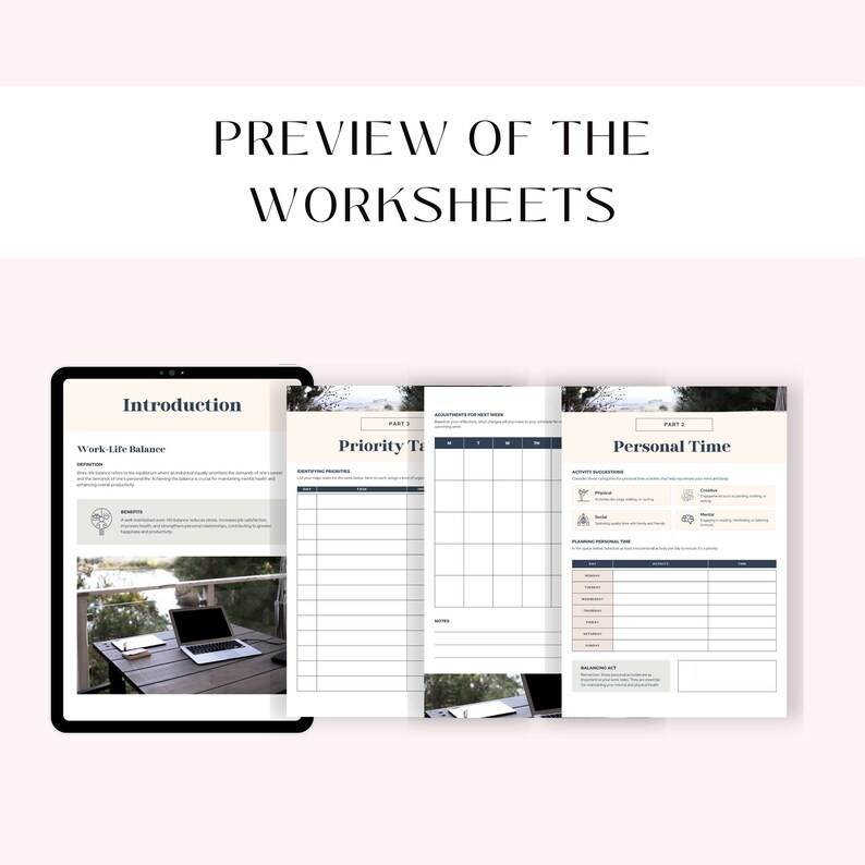Work Life Balance Planner Schedule Template Printable Weekly Schedule ...