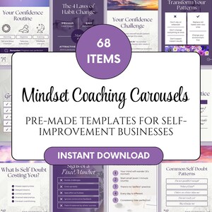 Mindset Coaching Instagram Carousel Templates Canva Editable Social Media Posts for Life Coaches Self Improvement Business