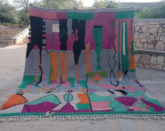 Fabulous Moroccan Rug , Moroccan Boujaad Rug, Colorful Rug, Authentic Moroccan, Handmade Rug, Berber Rug, Abstract Carpet, Bohemian Wool Rug