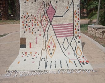 Custom Moroccan Berber Rug, Custom Beni Ourain Rug, Moroccan Rug, Azilal Rug, Soft Wool Rug, Berber Rug,Abstract Rug, Colorful Rug, Area Rug
