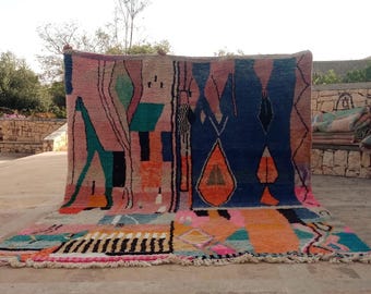 Alfombra colorida Beni Ourain, Alfombra Beni Ourain, Alfombra hecha a mano, Alfombra marroquí, Alfombra de lana, Alfombra marroquí de lana, Alfombra marroquí hecha, Alfombra bereber hecha a mano.