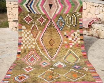 Handmade Multicolored Wool Berber Rug, Bohemian Decor