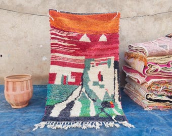 Beni Ourain Moroccan Rug, Colorful Shag Rug, Geometric Pattern Area Rugs, Plain Handmade Rug, Custom Made Wool Rug, Beni Ourain Wool Rug.
