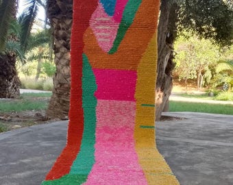 Best Artistic Custom Rug, Colorful Rug, Authentic Moroccan Rug, Berber Carpet, Genuine Wool Rug, Handmade Rug, Wool Rug, Hallway Runner Rug.
