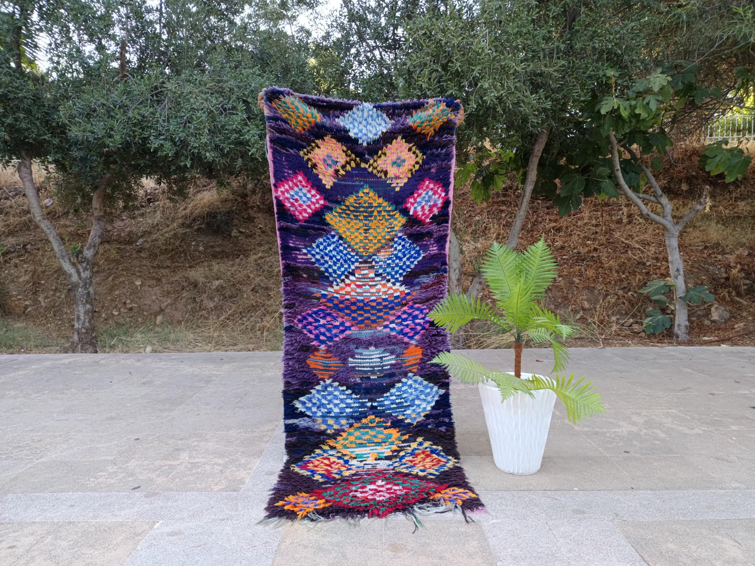 ヴィンテージ ブジャード ベルベルラグ: 手織りモロッコウールラグ