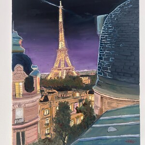 パリジェンヌの夜 - 原画 à l'huile sur toile (41 x 33 cm)