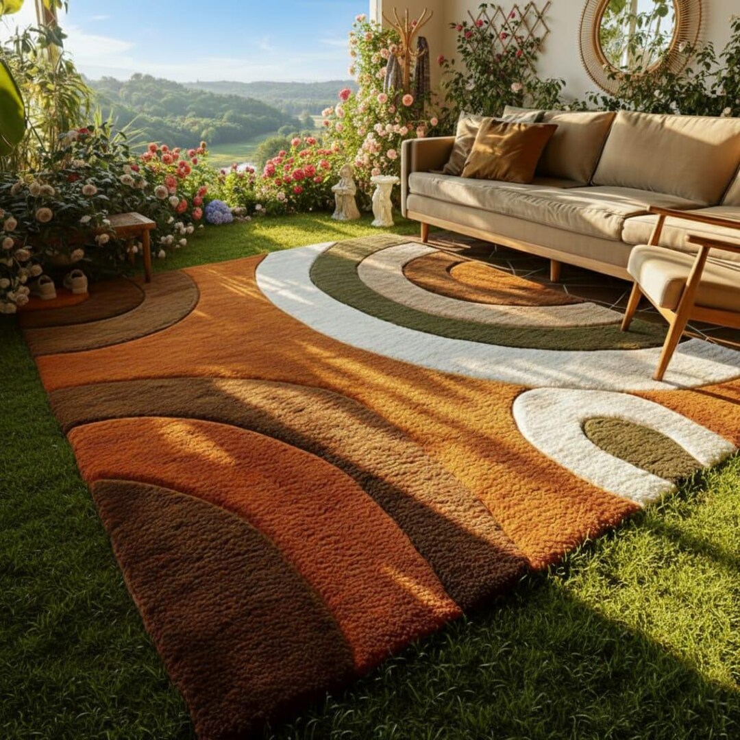 Textile Rug Earthy Modern Abstract Hand Tufted Rug | Earthy Geometric Area Rug | Boho Home ...