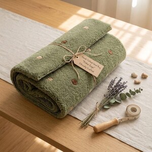 Sage Green Polka Dot Rug Rolled Gift Packaging - Hand Tufted Wool Rug Ethically Crafted - Sage Boho Area Rug - Housewarming Gift - Natural Wool Decor