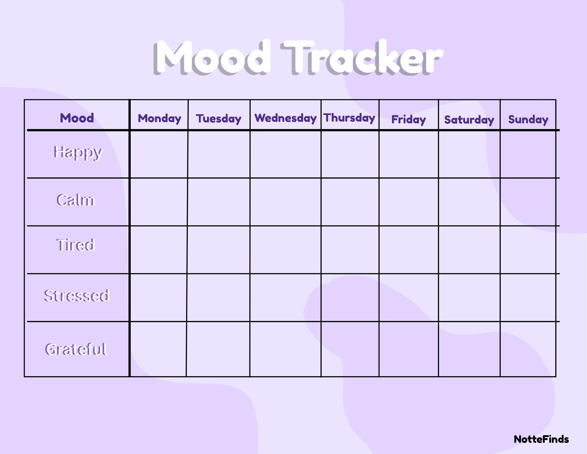 Purple Self-care Planner Bundle Printable PDF | Daily Planner, Mood ...