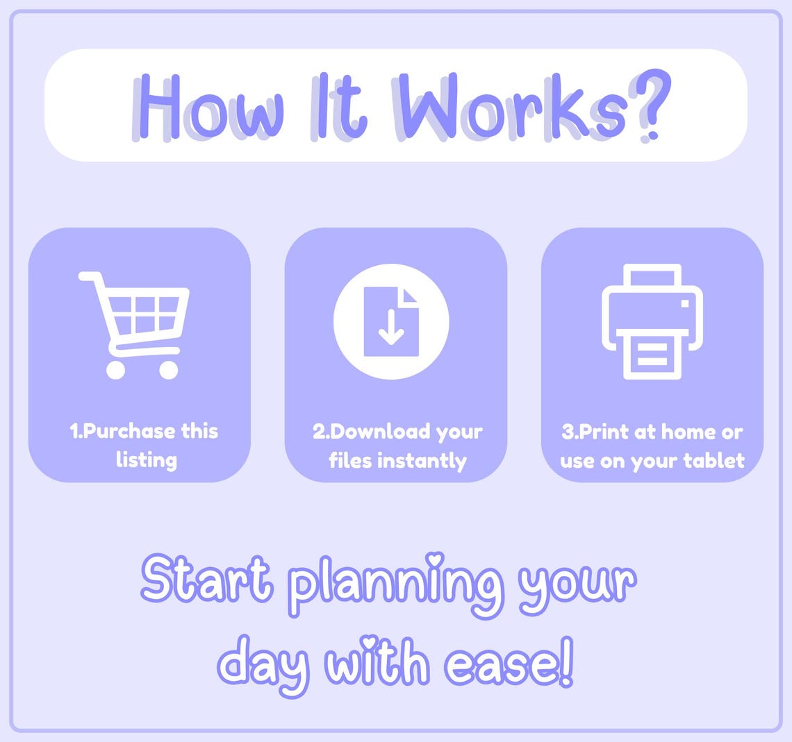 Purple Self-care Planner Bundle Printable PDF | Daily Planner, Mood ...