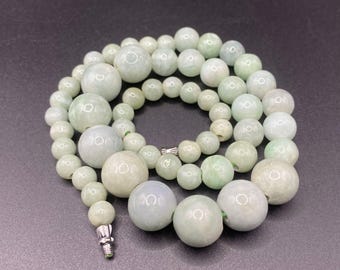 ビルマ翡翠ビーズネックレス：正真正銘A級翡翠、19インチ - Etsy 日本