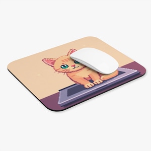 Pixel Cat Mouse Pad, Cat Mouse Pad, Kitty Mouse Pad, Cute Cat Office Decor, Gamer Gift, Desk Accessory, Computer Accessories, Pet Lover Gift