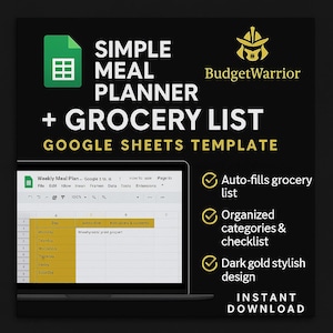 Simple Family Meal Planner & Grocery List – Editable Google Sheets Template