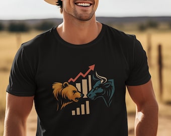 Bull and Bear Stock Market T-Shirt, Retro Bull vs Bear Tee, Trading Investor Gift, Wall Street Finance Shirt