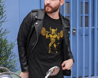 Bull Lifting Bitcoin Weights T-Shirt