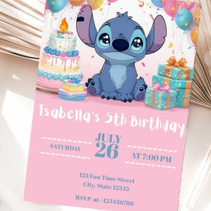 Modelo de convite de aniversário editável com ponto cruz, convite para festa de aniversário para impressão, convite digital para festa infantil, cartão de convite digital