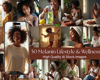 50 photos de mélanine, style de vie et bien-être | Images d'autosoins audacieuses de femmes noires pour les entraîneurs, les guérisseurs, les créateurs de contenu et le marketing de marque