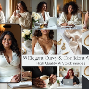 55 Curvy Confident Women Stock Images | Elegant Plus-Size Female Poses | Body Positive Branding Photos for Coaches & Creators