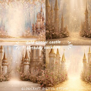 Elegant princess tower scene for newborn or milestone photography.