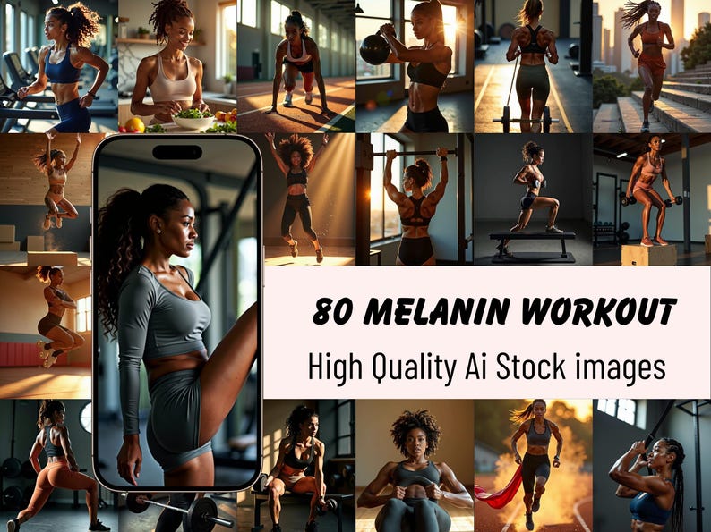 Faceless melanin woman in gym attire doing workout, fitness lifestyle stock image for social media wellness branding.