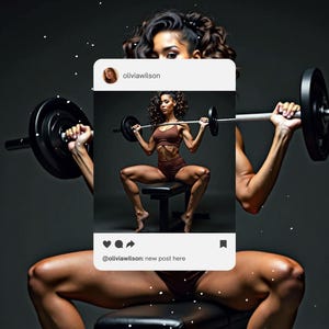 Black female fitness model in stylish sportswear showing morning wellness routine.