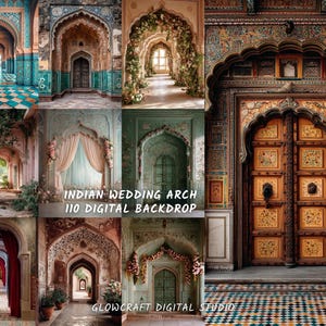 Indian Arch Maternity Digital Backdrop | Arabian Wedding Room Scene PNG Overlay Traditional Indian Photoshoot Background for Photographers