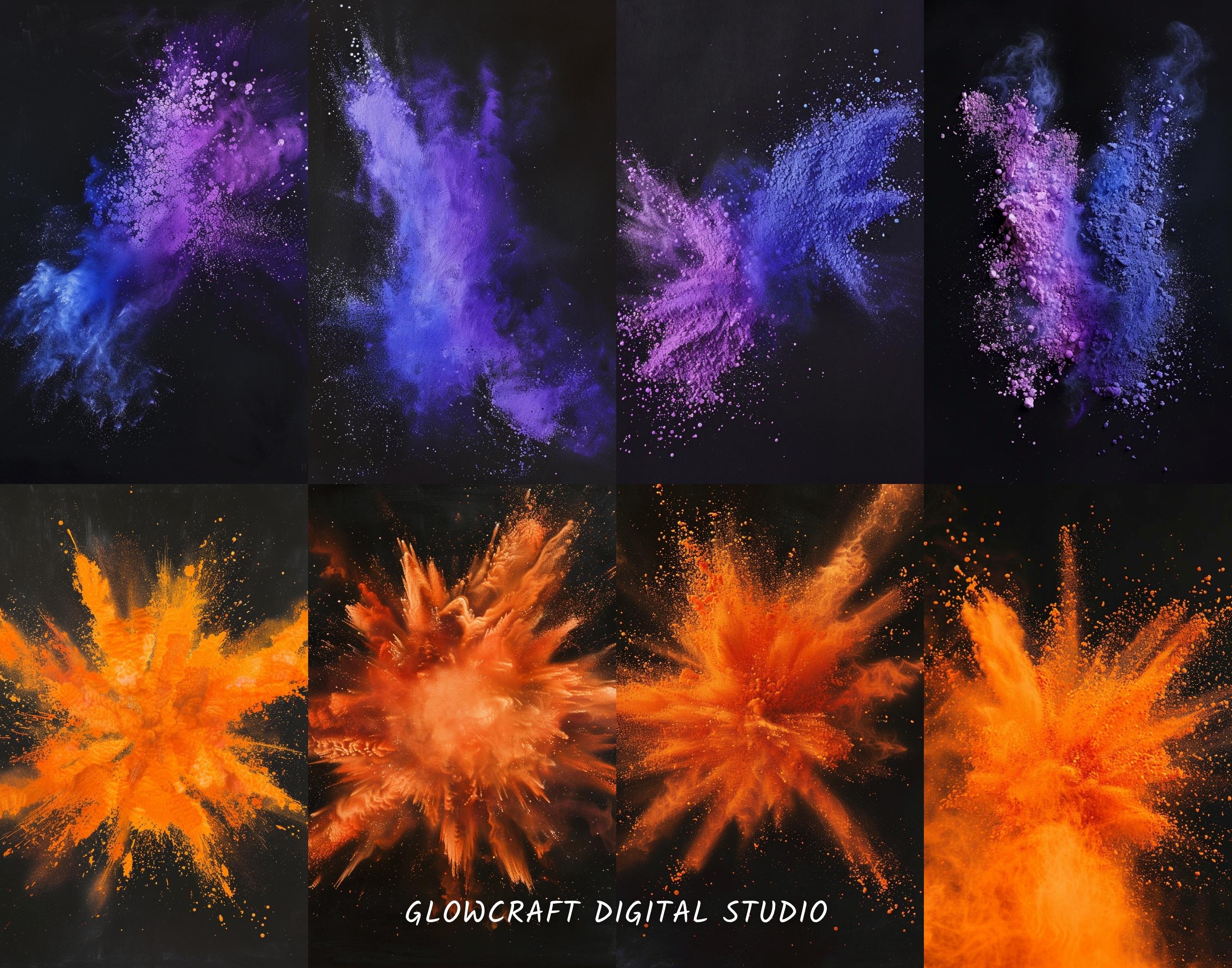 75 Color Dust Explosion Digital Backdrop | Vibrant Powder Burst ...