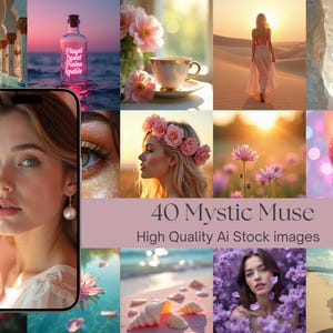 40 Mystic Muse Stock Photos, Spiritual Branding Images for Coaches, Healers & Wellness Creators | Ethereal, Boho and Mystical Digital Bundle