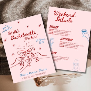 Handwritten Style Bachelorette Party Invitation & Itinerary Template (Downloadable Invite)