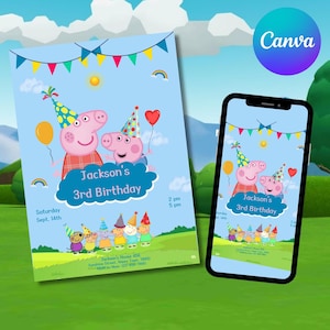 Editable Peppa Pig Birthday Invitation, Peppa Pig Birthday Template, Birthday Party Invitation, Boys Birthday Invite, Instant Download